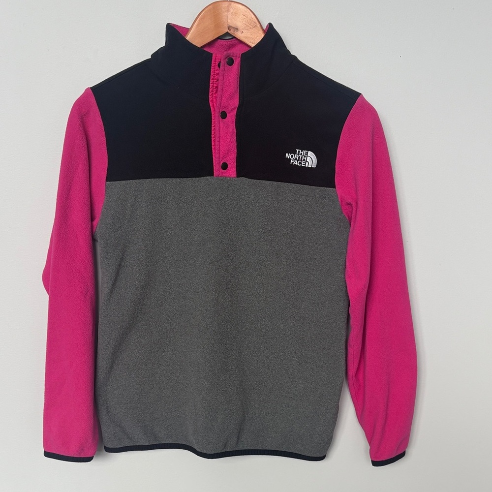 The North Face Kids' Black and Pink Fleece Hoodie